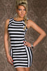 Form-fitting Stretch Mini Dress in Strips - Everything 5 Pounds - 1
