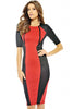 Red Panel Body-shaping Colorblock Midi Dress - Everything 5 Pounds - 2