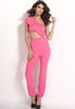 Bright Pink One-shoulder Jumpsuit - Everything 5 Pounds
