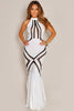 Glam White Mesh Pattern Hourglass Evening Dress - Everything 5 Pounds - 1