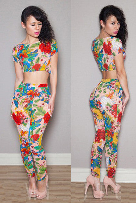 New Summer Floral Pant Set