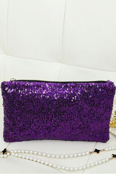 Purple Sequin Aristocratic Clutch Bag