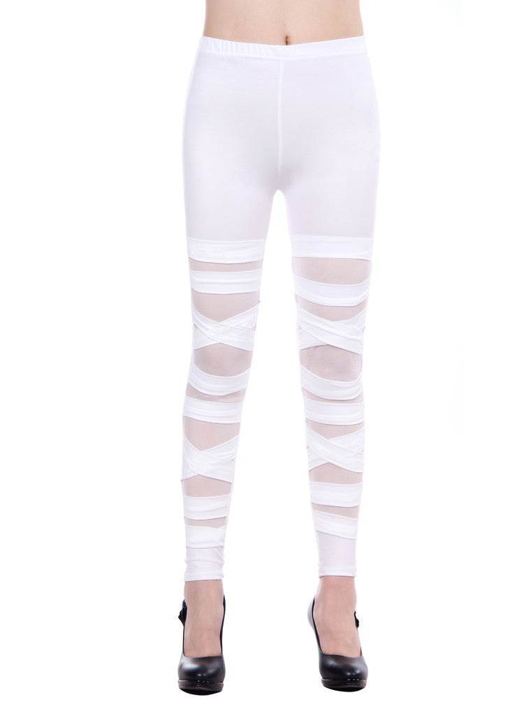White Staggered Leggings