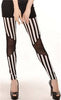 Black White Stripes Mesh Hollow out Legging - Everything 5 Pounds