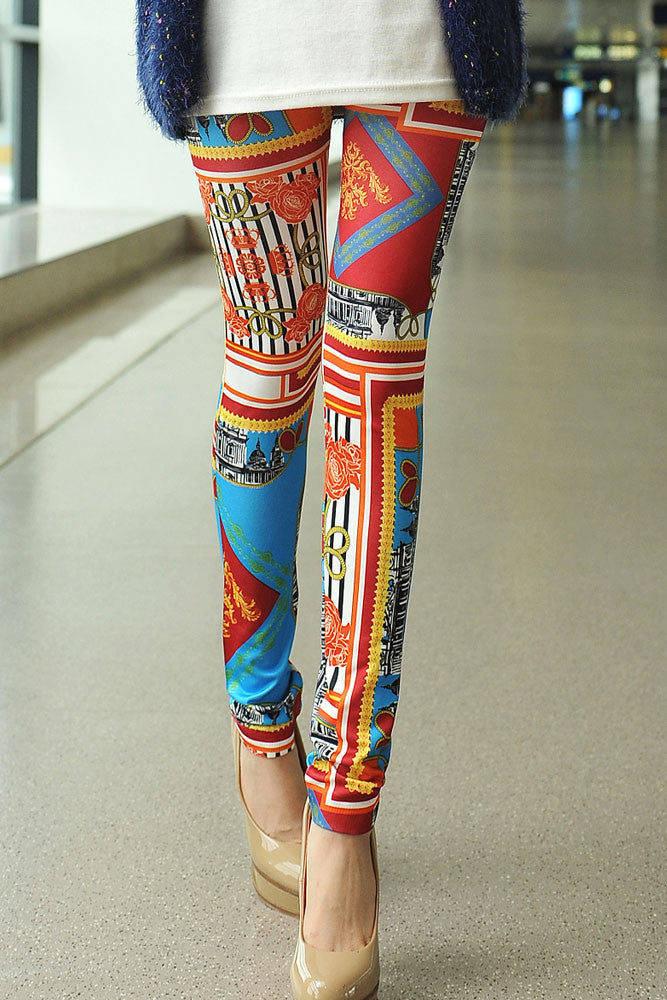 Scrawl Painting Tight Legging Pants