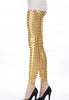 Gold Punk Fish Scale Pierced Holes Fashion Leggings - Everything 5 Pounds - 2