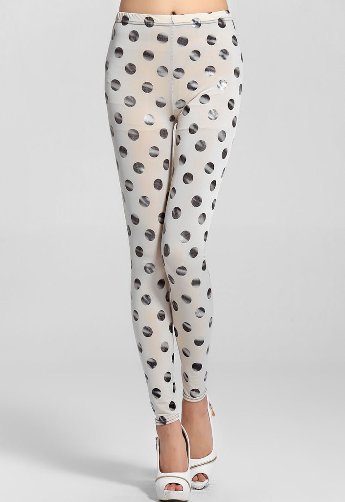 Silver Dots Sexy White Leggings