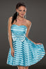 Blue Ribbon&Mesh Strips Strapless Skater Dress - Everything 5 Pounds