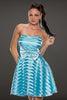 Blue Ribbon&Mesh Strips Strapless Skater Dress - Everything 5 Pounds