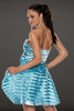 Blue Ribbon&Mesh Strips Strapless Skater Dress - Everything 5 Pounds