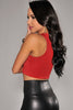 Red Wrap Illusion Cropped Club Top - Everything 5 Pounds - 2