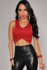 Red Wrap Illusion Cropped Club Top - Everything 5 Pounds - 1