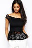 Black off-shoulder Lace Peplum Top - Everything 5 Pounds