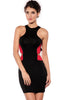 Bodycon Red Montage Black Mini Dress - Everything 5 Pounds