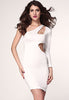 White One-shoulder Cutout Club Bodycon Dress - Everything 5 Pounds - 1