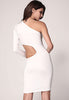 White One-shoulder Cutout Club Bodycon Dress - Everything 5 Pounds - 3