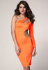 Orange One-shoulder Cutout Club Bodycon Dress - Everything 5 Pounds - 1