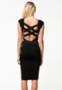 Black Round Neck Strappy Back Skintight Midi Dress - Everything 5 Pounds