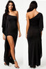 One-Shoulder Draped Black Evening Dress - Everything 5 Pounds