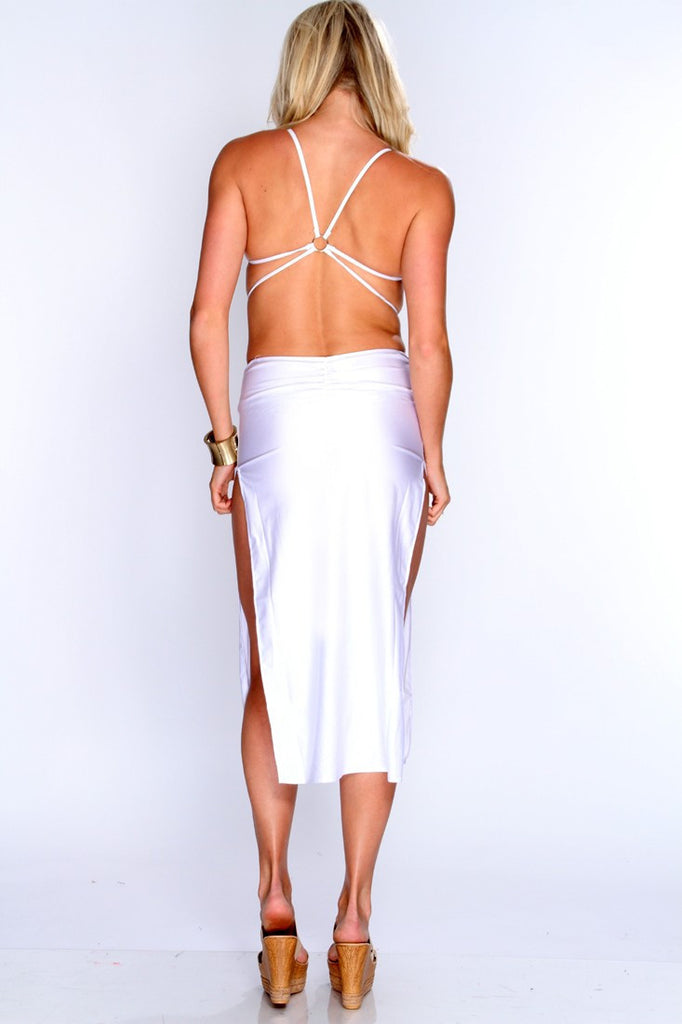 White Daring Strappy Cutout Sleeky Club Dress - Everything 5 Pounds - 3