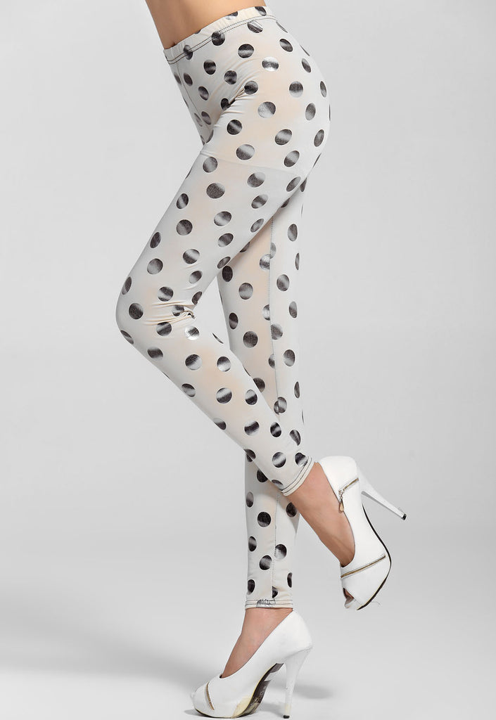 Silver Dots Sexy White Leggings - Everything 5 Pounds - 2