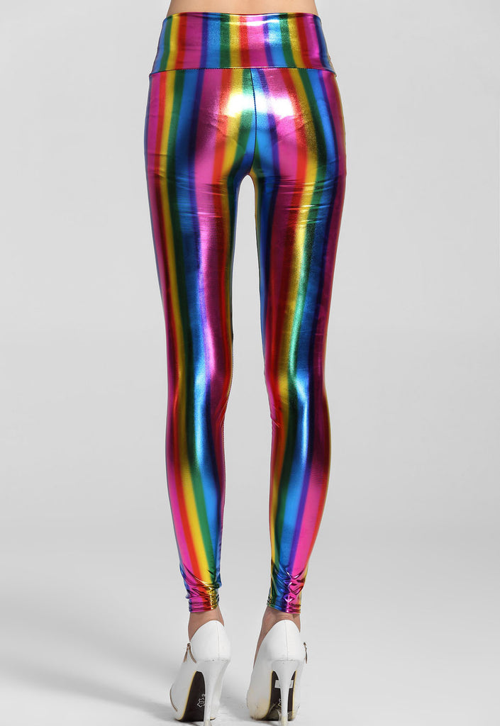 Empire Waist Fluorescent Rainbow Leggings - Everything 5 Pounds - 2